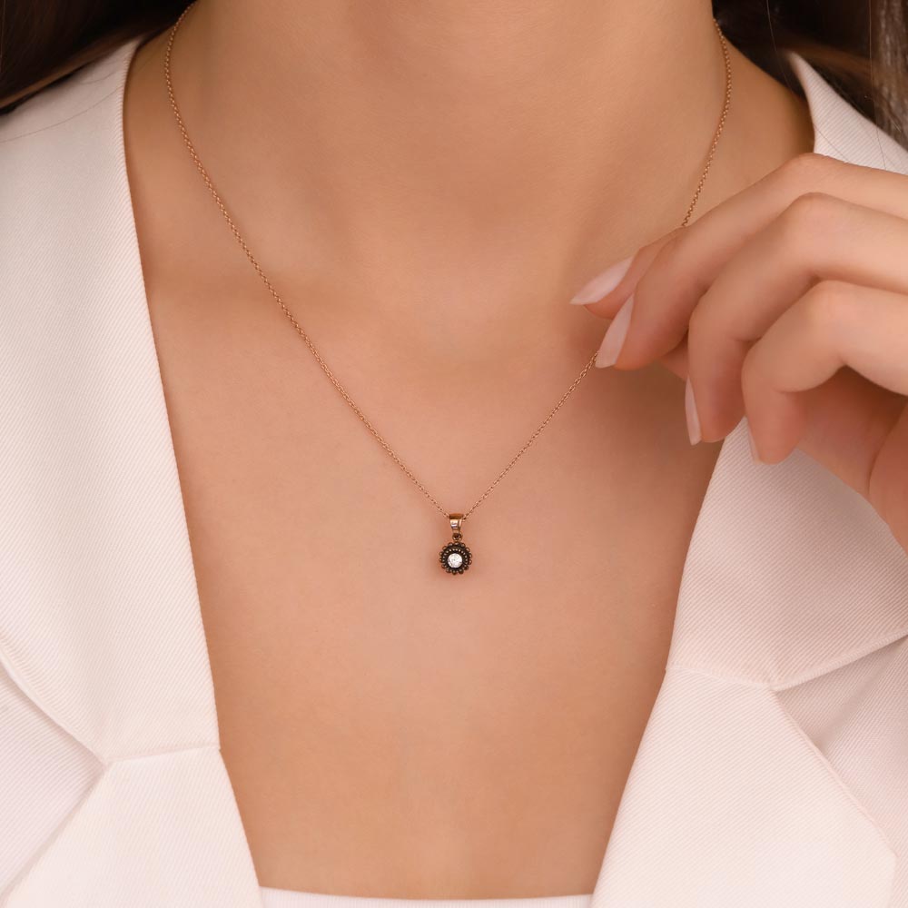 0,05 Karat Pırlanta Yuvarlak Taşlı Elmas Kolye - LP01533