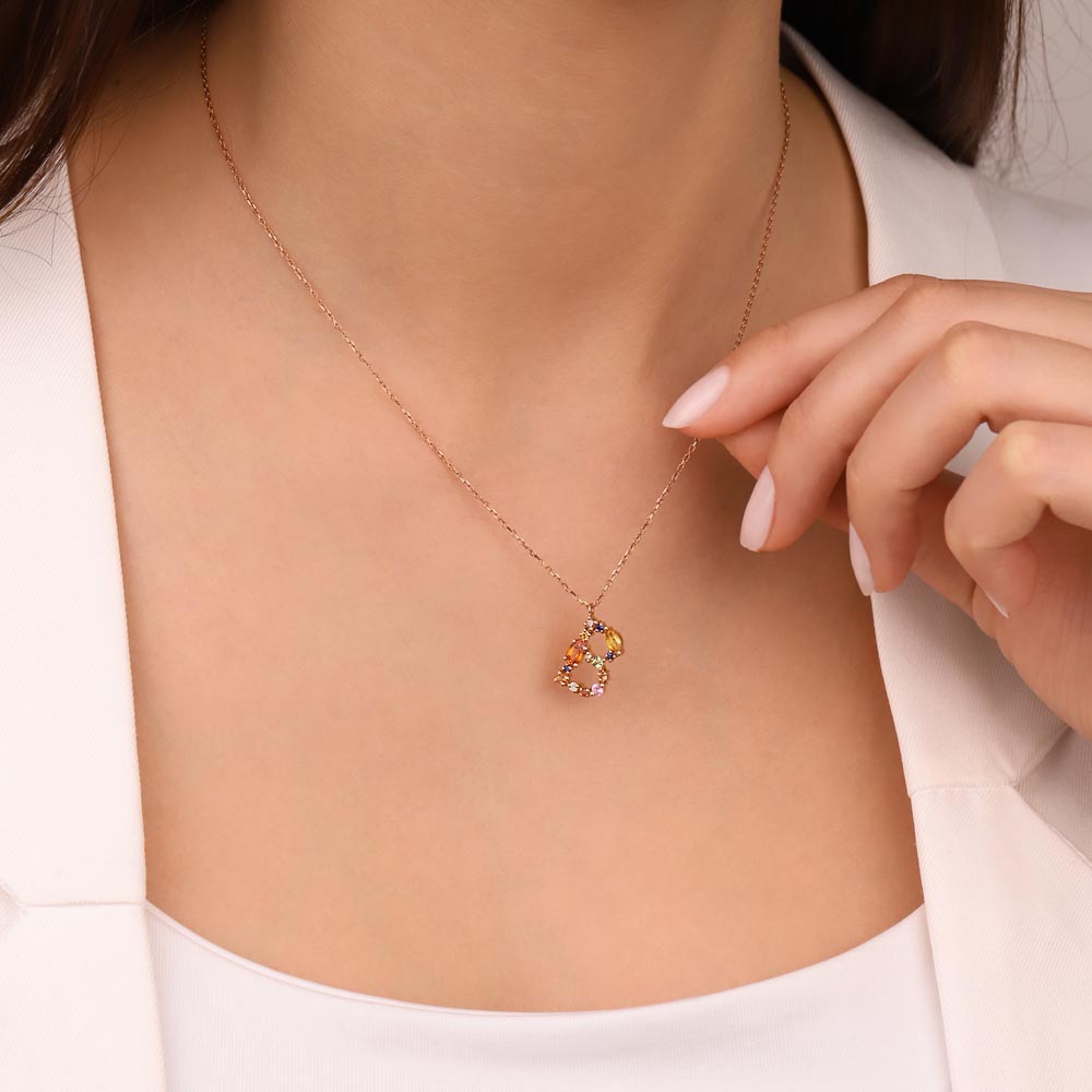 0,08 Karat Pırlanta B Harfli Özel Tasarım Kolye - LP02410