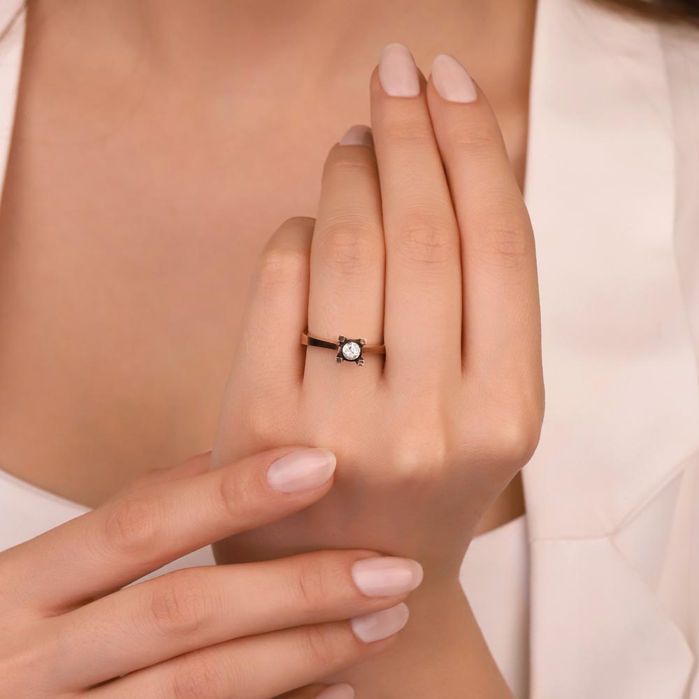 0,14 Karat Pırlantalı Tektaş Elmas Yüzük - LP00273