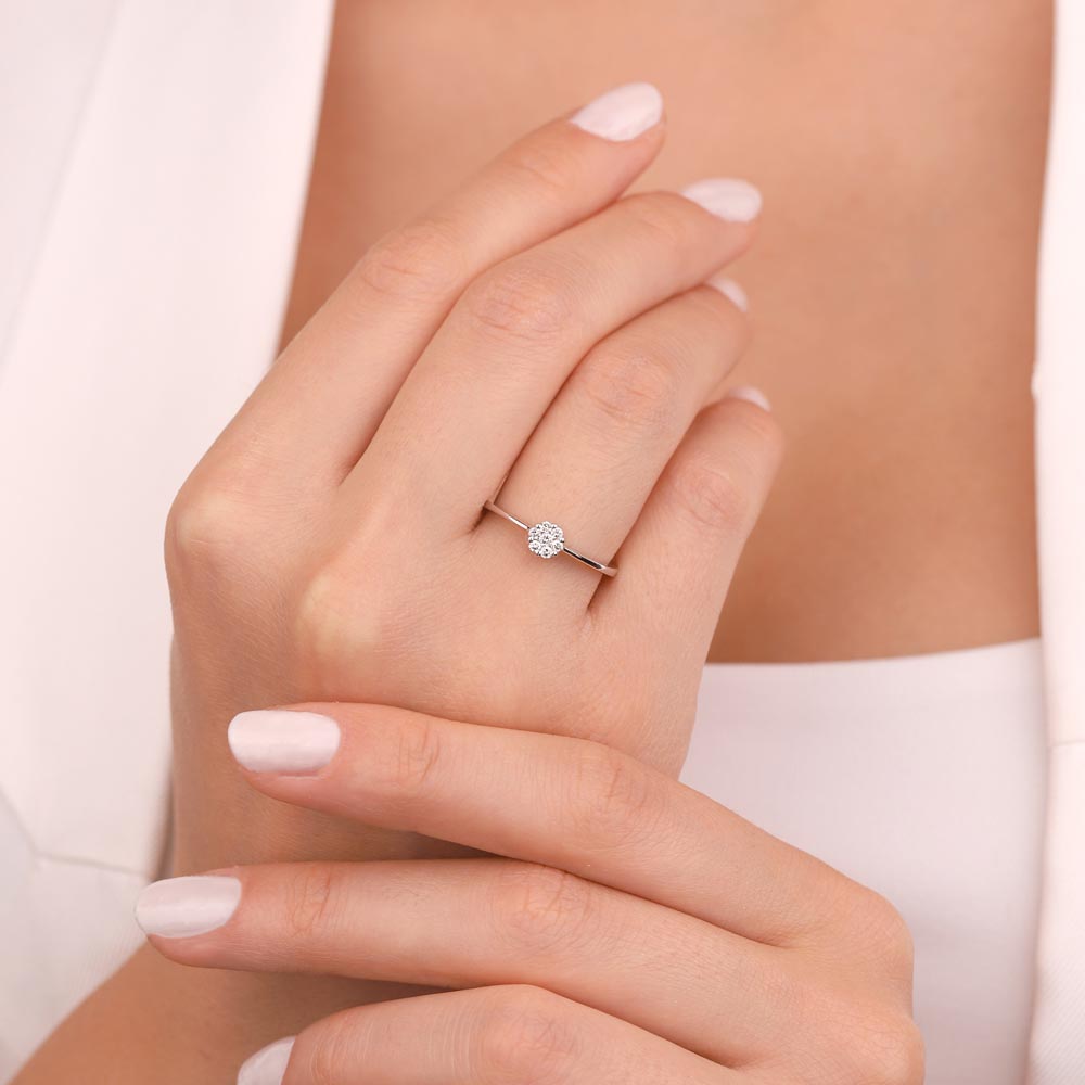 0.16 Karat Pırlanta Taşlı Coronet Yüzük - LP01512