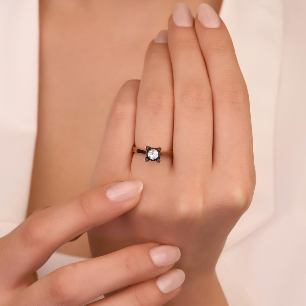 0,21 Karat Pırlantalı Tektaş Elmas Yüzük - LP00275