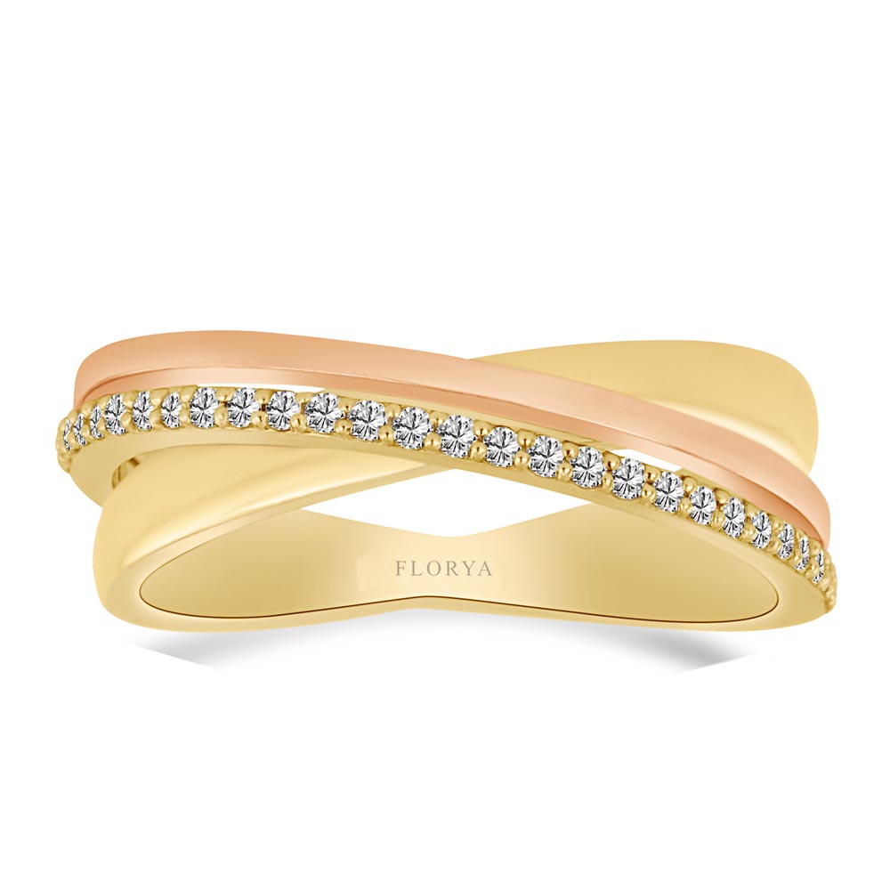 0,23 Karat Pırlanta Taşlı Çift Renk Yüzük - LP04566