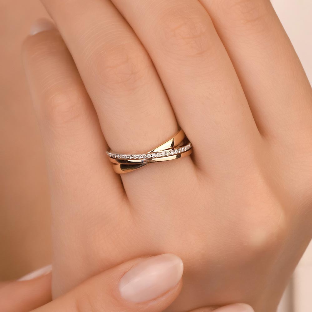 0,23 Karat Pırlanta Taşlı Çift Renk Yüzük - LP04566