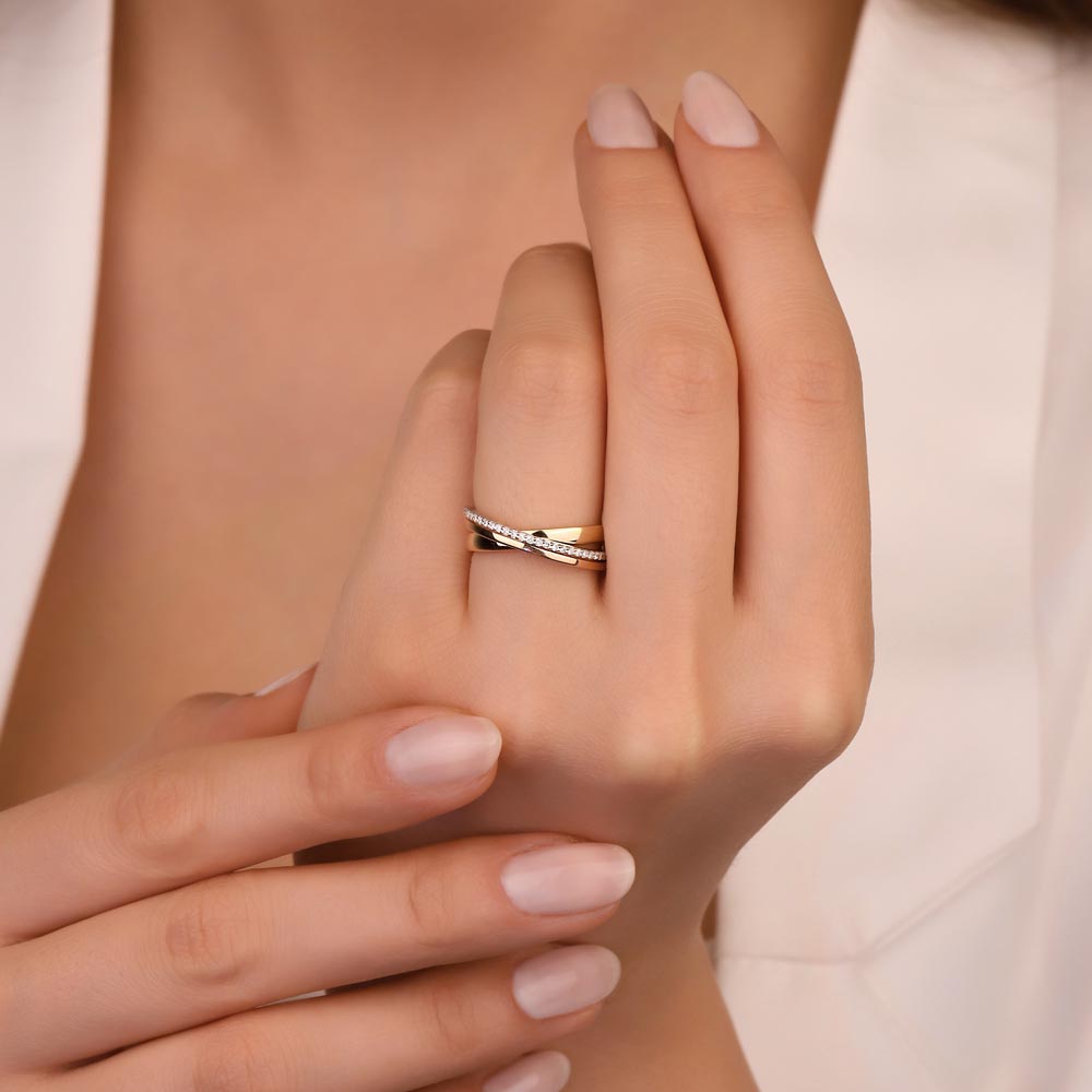 0,23 Karat Pırlanta Taşlı Çift Renk Yüzük - LP04566