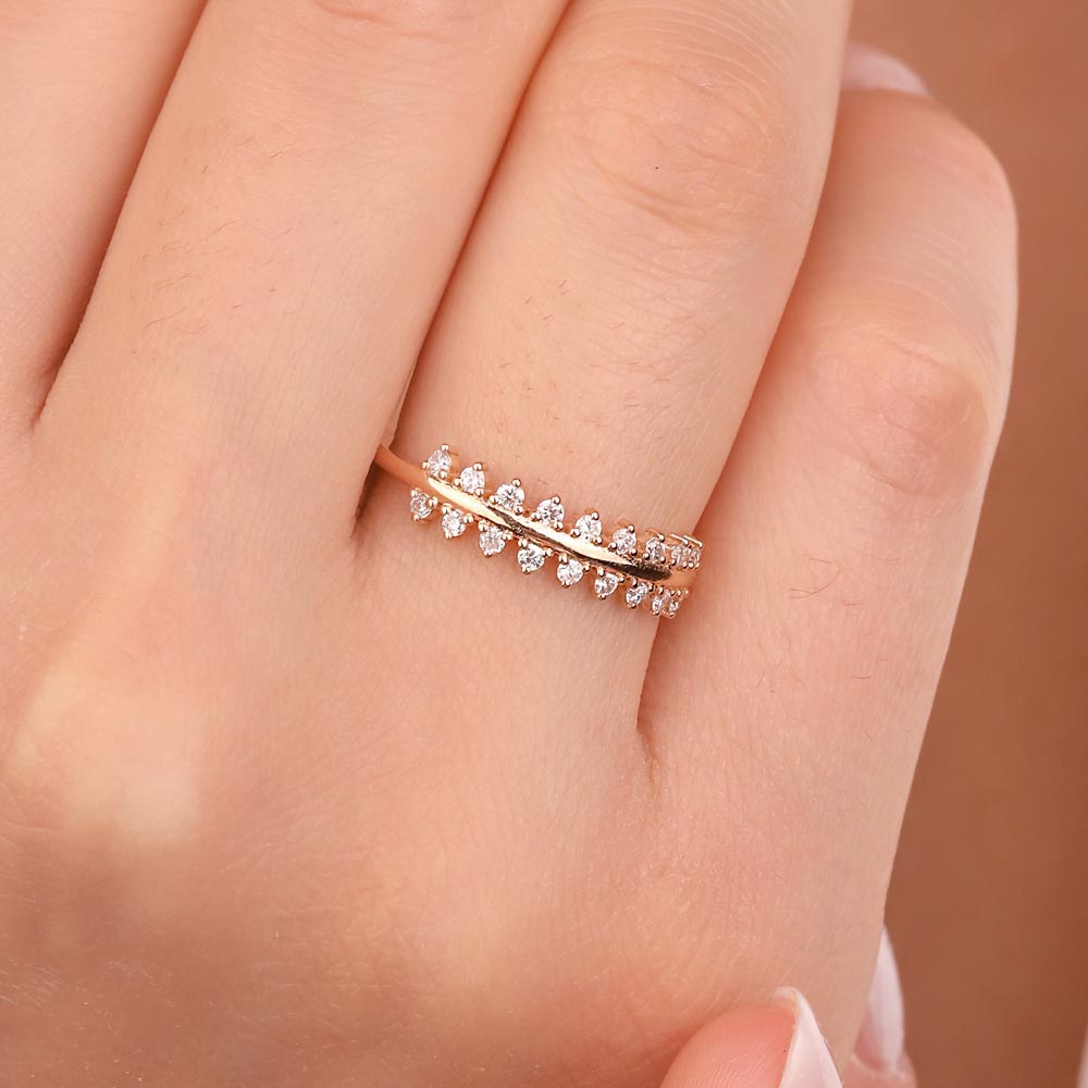 0,24 Karat Pırlanta Özel Tasarım Vintage Yarımtur Yüzük - LP03766