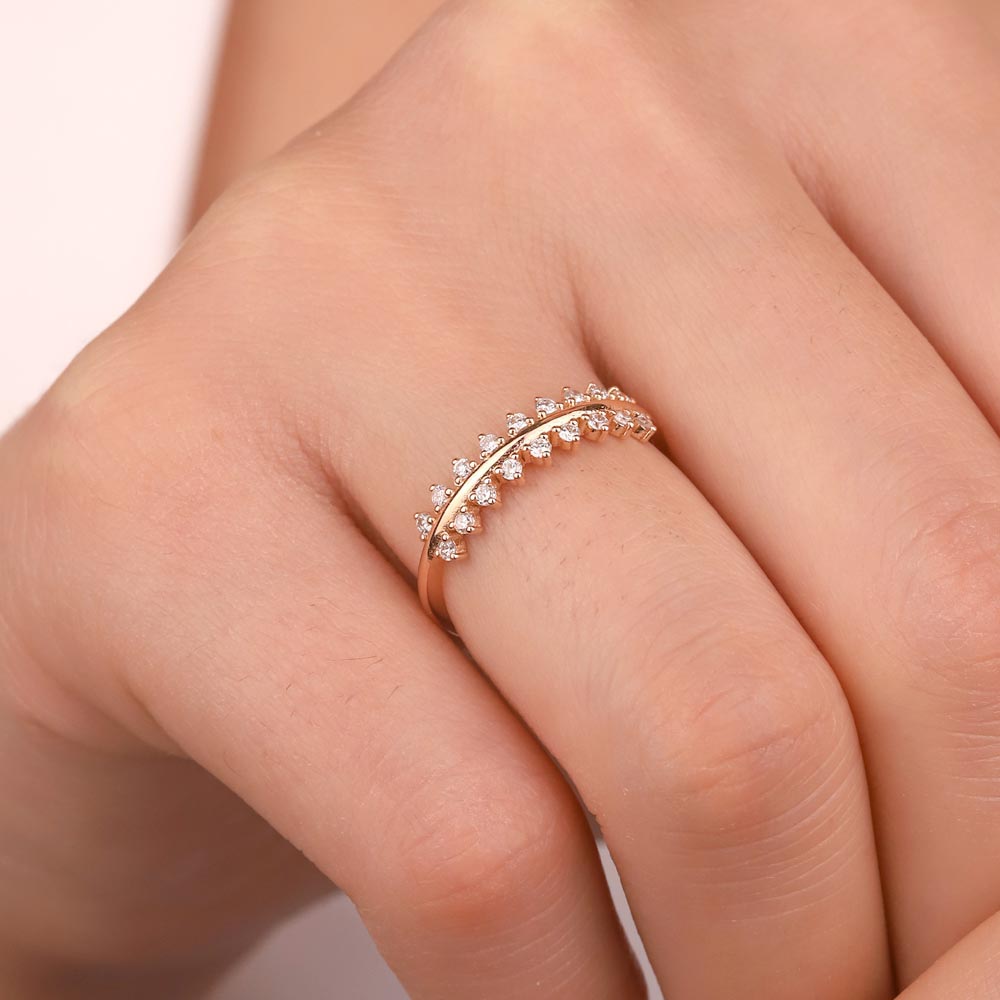 0,24 Karat Pırlanta Özel Tasarım Vintage Yarımtur Yüzük - LP03766