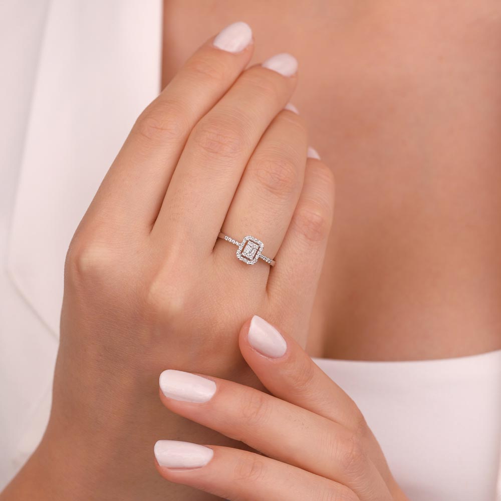 0,28 ct Pırlantalı Klasik baget Yüzük