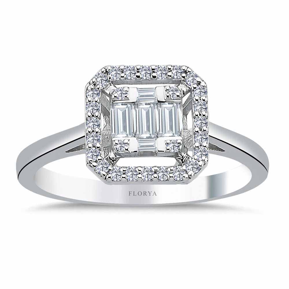 0,35 Karat Pırlanta Taşlı Baget Yüzük - LP06306
