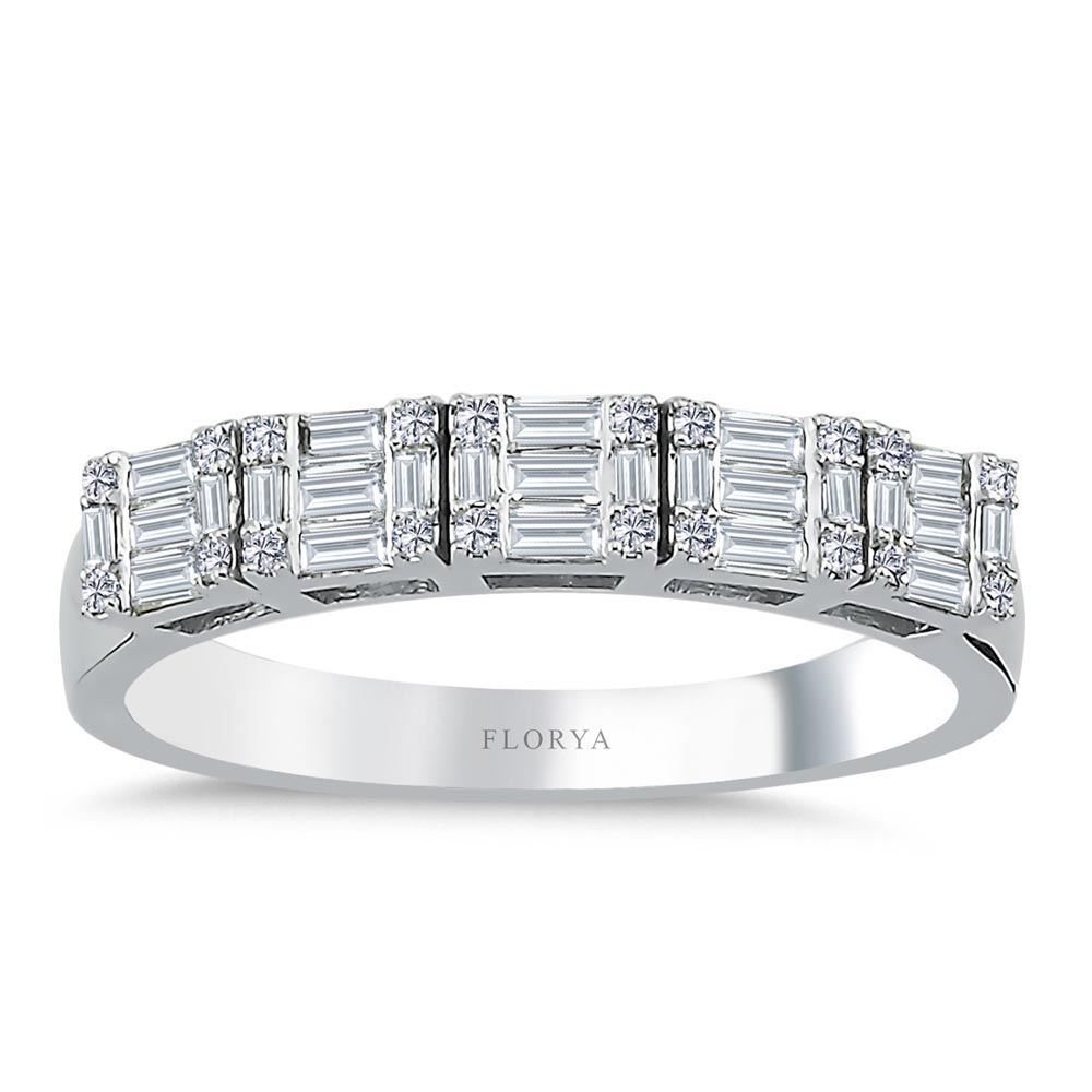 0,37 Karat Pırlanta Özel Tasarım Baget Beştaş Yüzük - LP04139