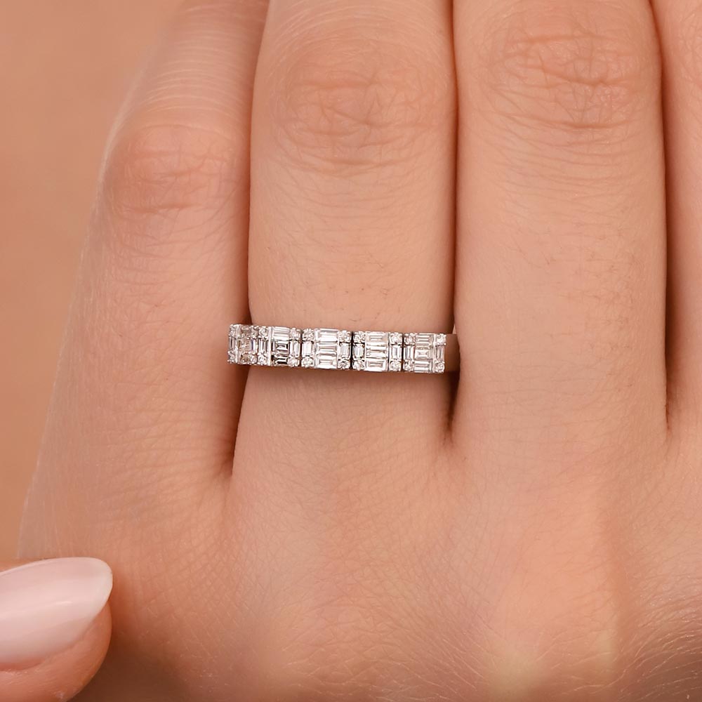 0,37 Karat Pırlanta Özel Tasarım Baget Beştaş Yüzük - LP04139