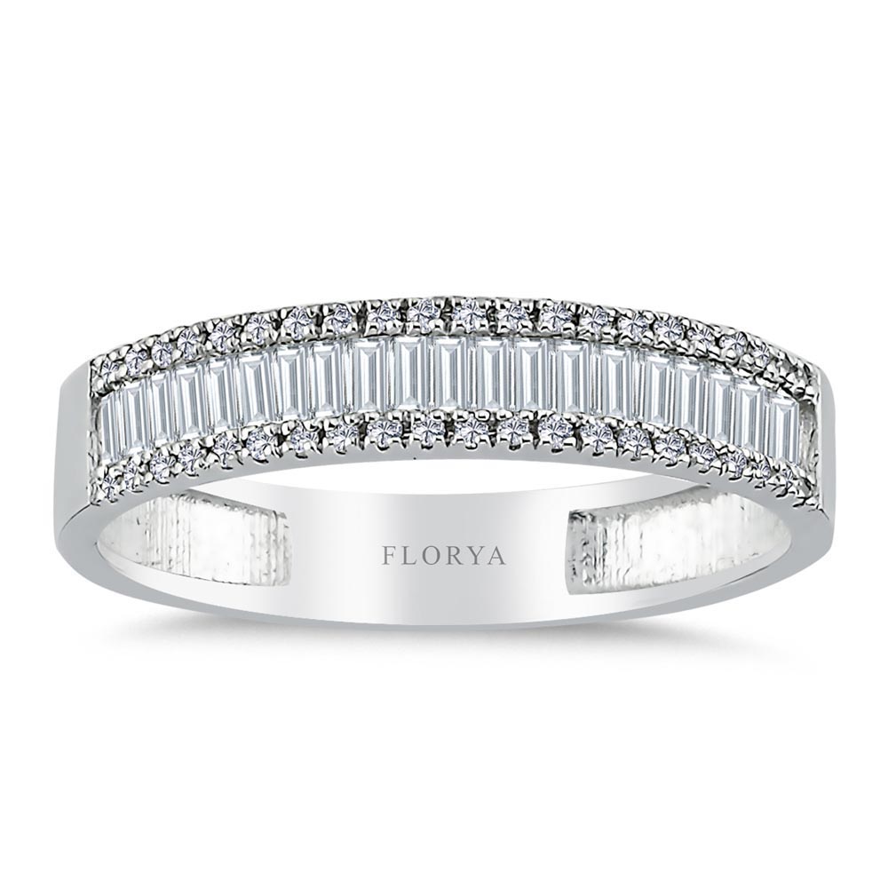 0,38 Karat Pırlanta Özel Tasarım Baget Yarımtur Yüzük - LP03598