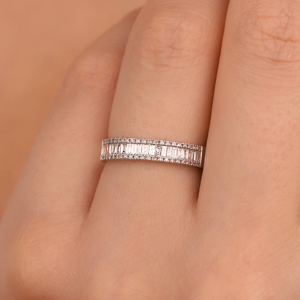 0,38 Karat Pırlanta Özel Tasarım Baget Yarımtur Yüzük - LP03598