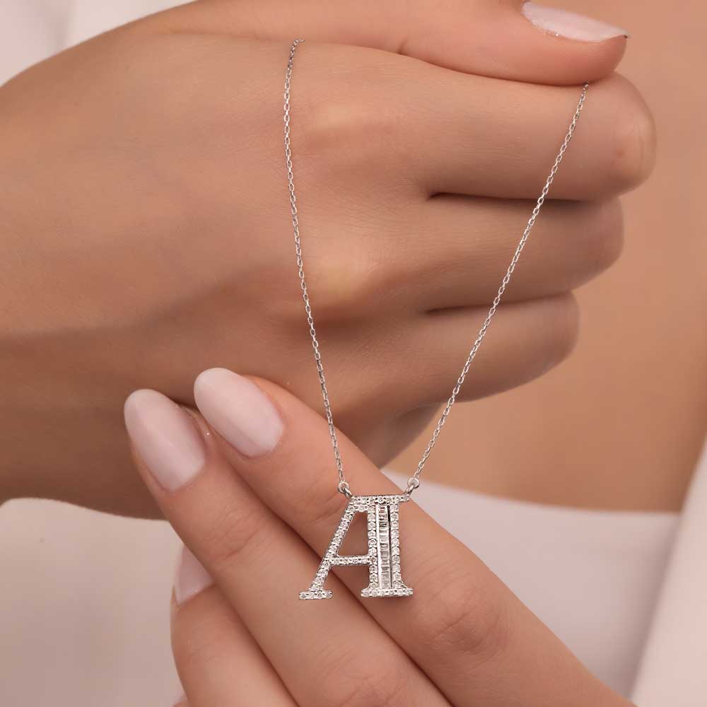 0,44 Karat Pırlanta Özel Tasarım A Harfi Kolye - LP05412