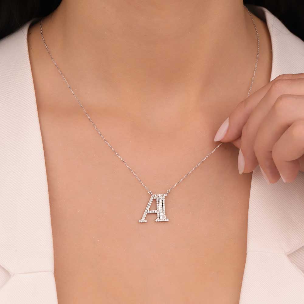 0,44 Karat Pırlanta Özel Tasarım A Harfi Kolye - LP05412