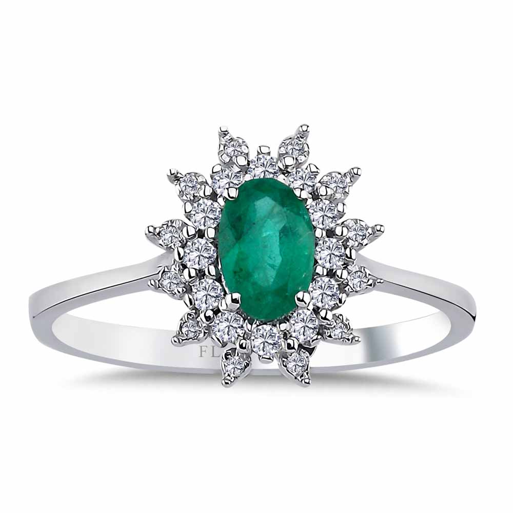 0,52 Karat Pırlanta Taşlı Zümrüt Yüzük - LP03508