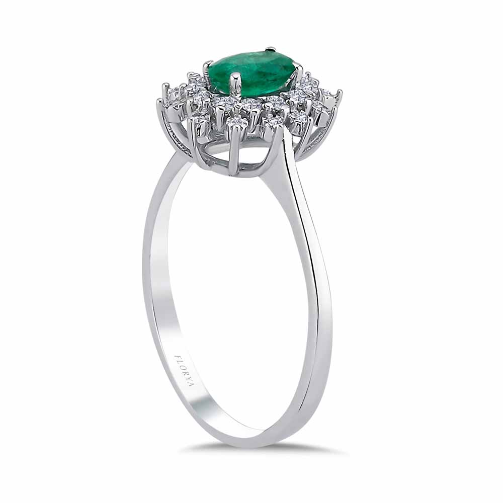 0,52 Karat Pırlanta Taşlı Zümrüt Yüzük - LP03508