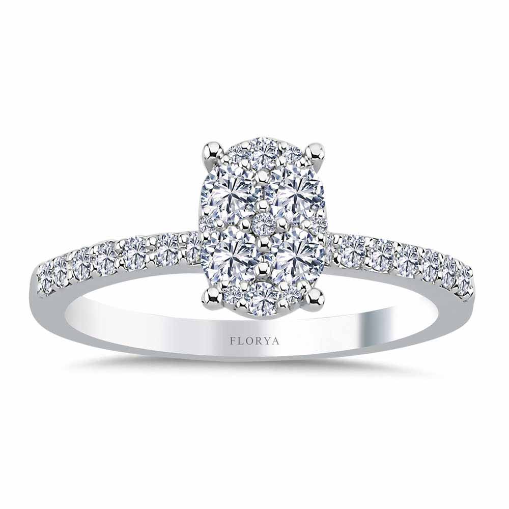 0,56 Karat Pırlanta Taşlı Coronet Oval Tasarım Yüzük - LP06585