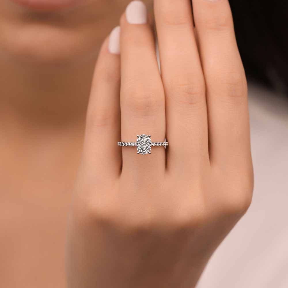 0,56 Karat Pırlanta Taşlı Coronet Oval Tasarım Yüzük - LP06585