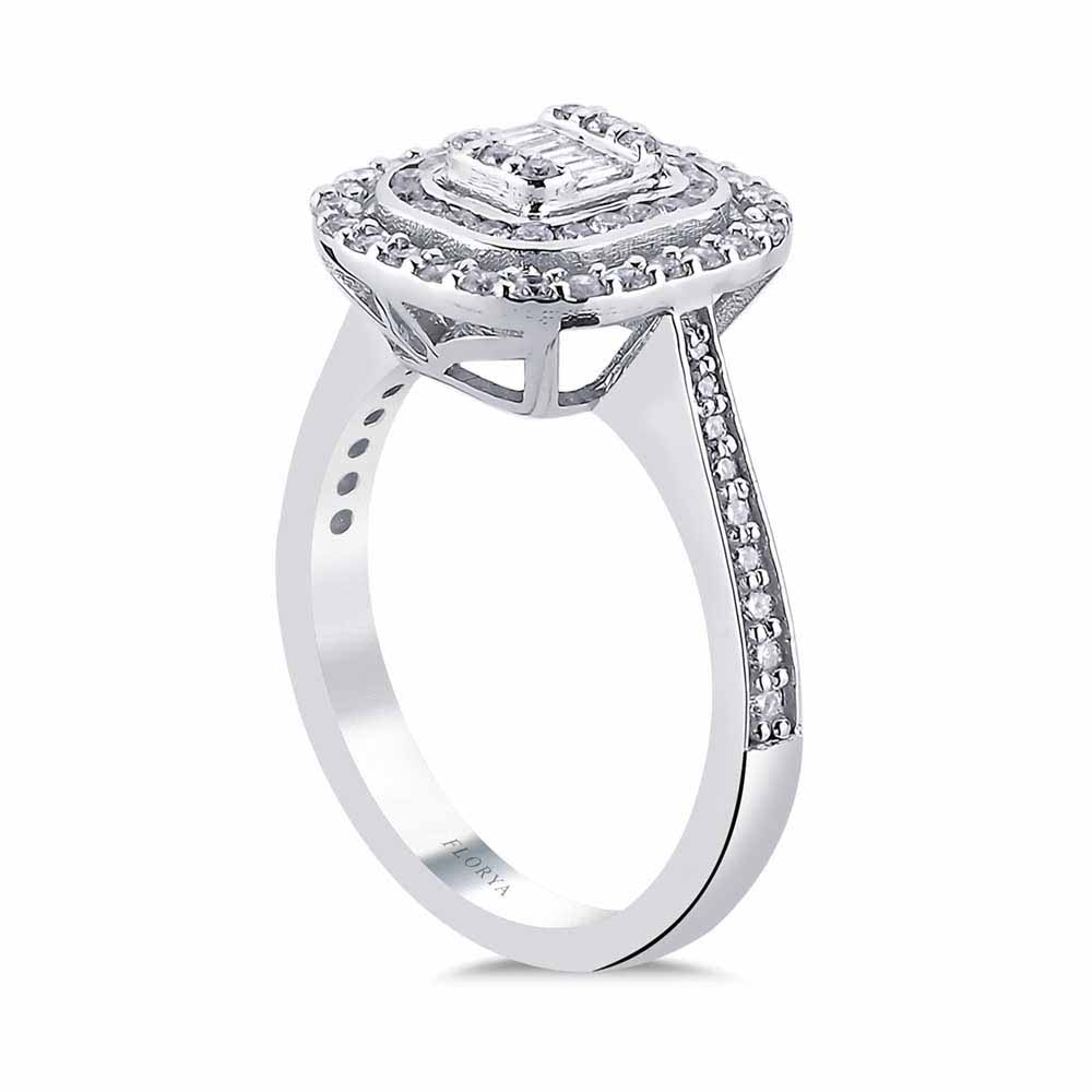 0,59 Karat Pırlanta Taşlı  Baget Tasarım Yüzük - LP06497