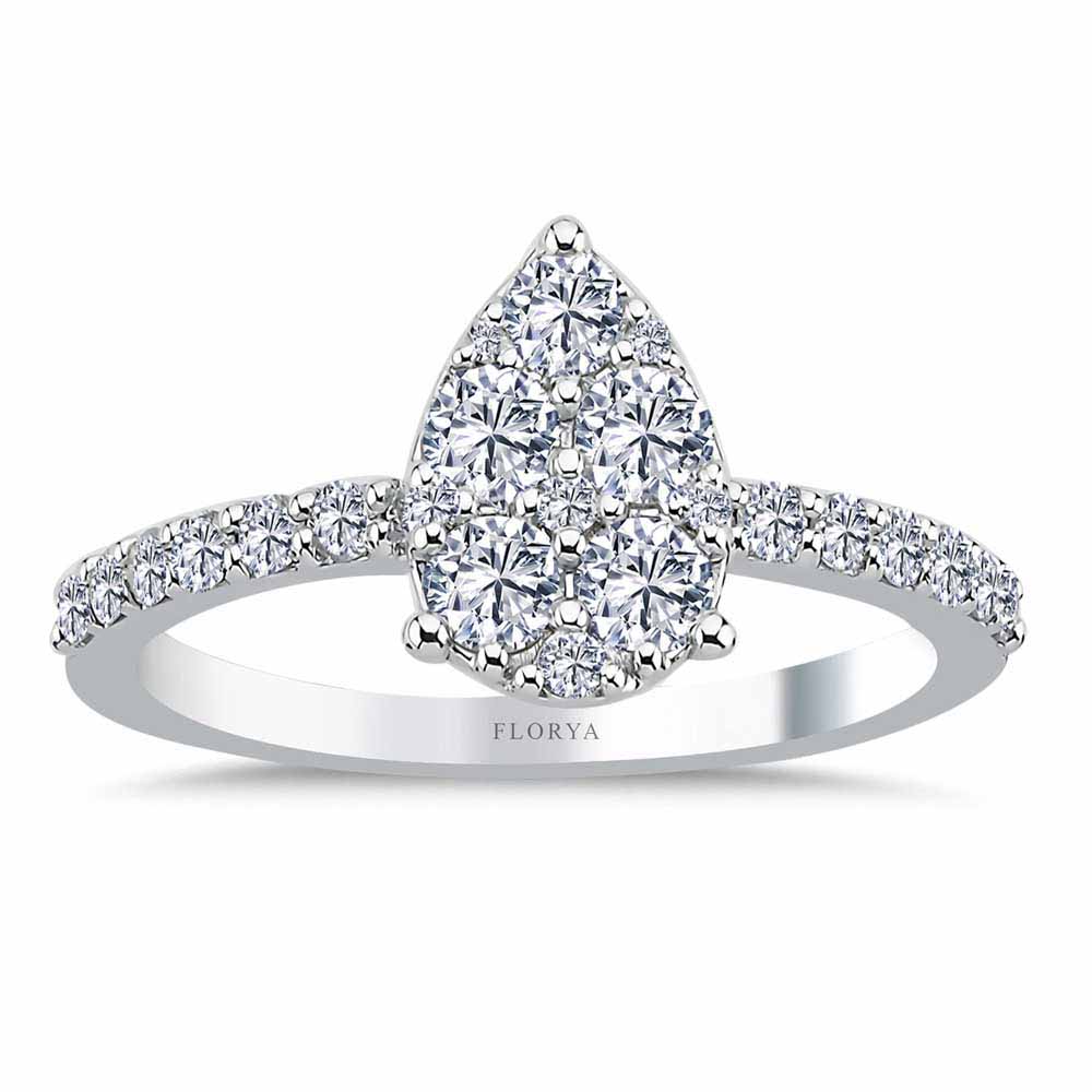 0,64 Karat Pırlanta Taşlı Coronet Damla Tasarım Yüzük - LP06590