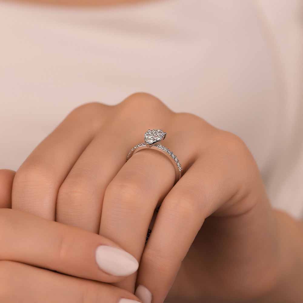 0,64 Karat Pırlanta Taşlı Coronet Damla Tasarım Yüzük - LP06590