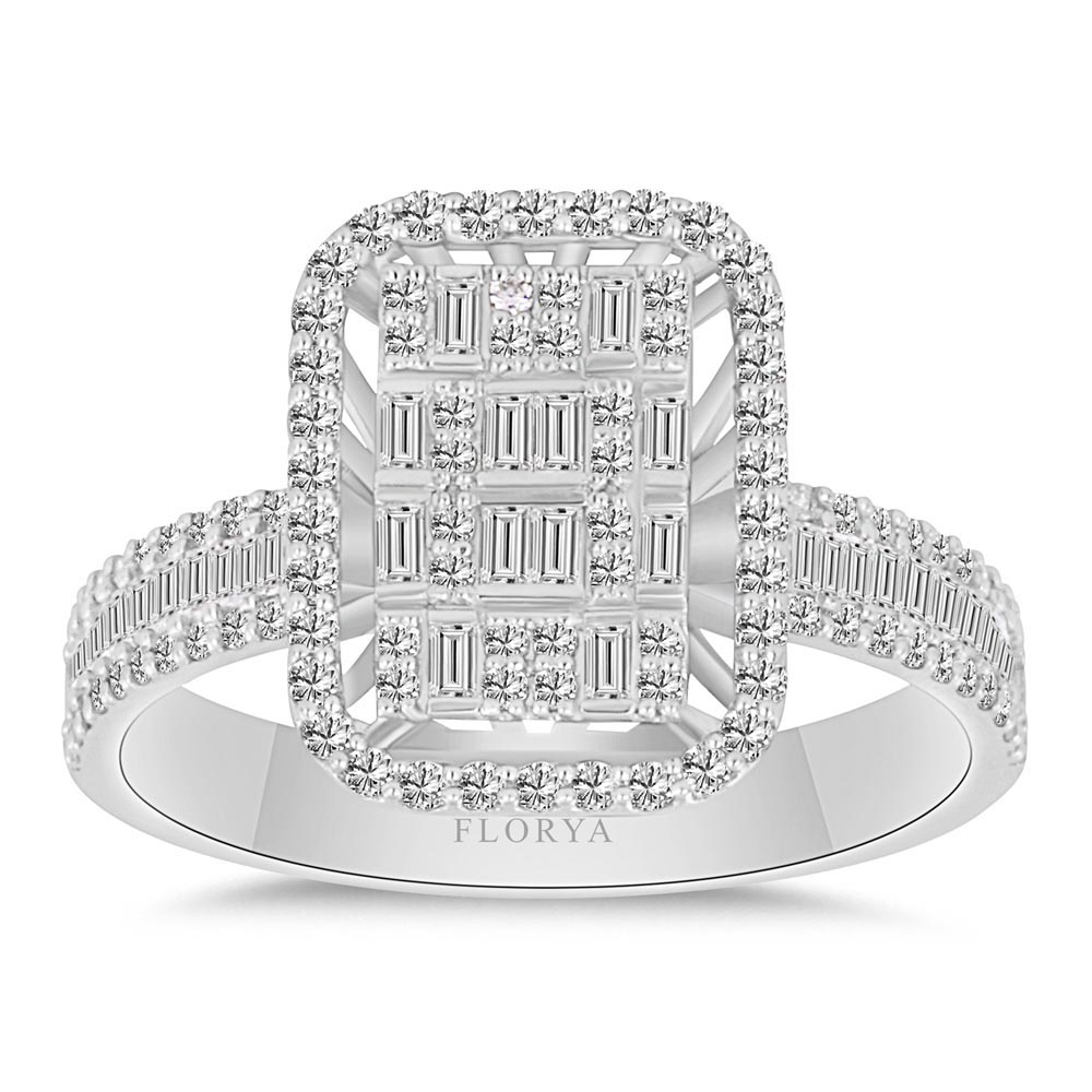 0,65 Karat Özel Tasarım Pırlantalı baget Yüzük