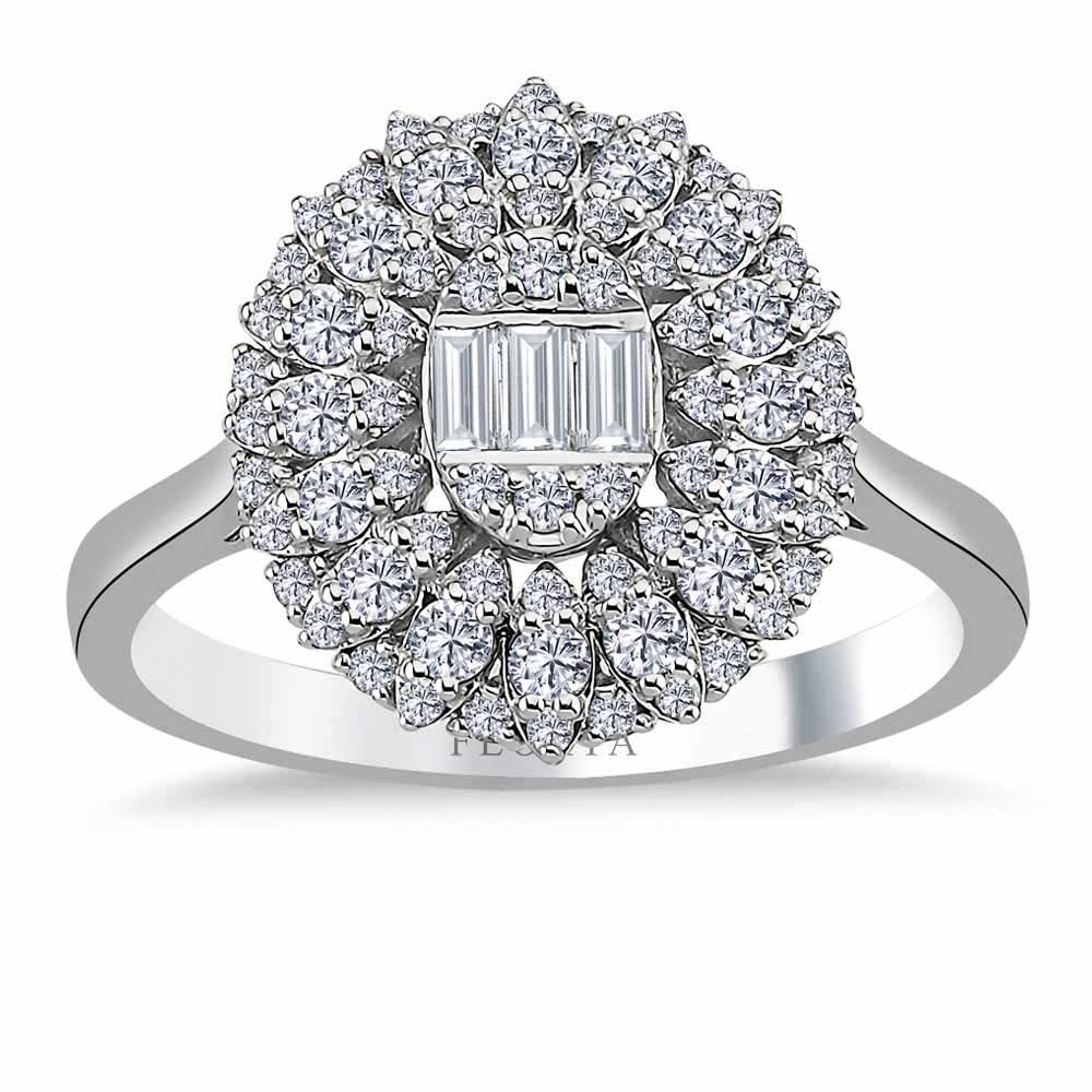 0,70 Karat Pırlanta Oval Baget Yüzük - LP05666