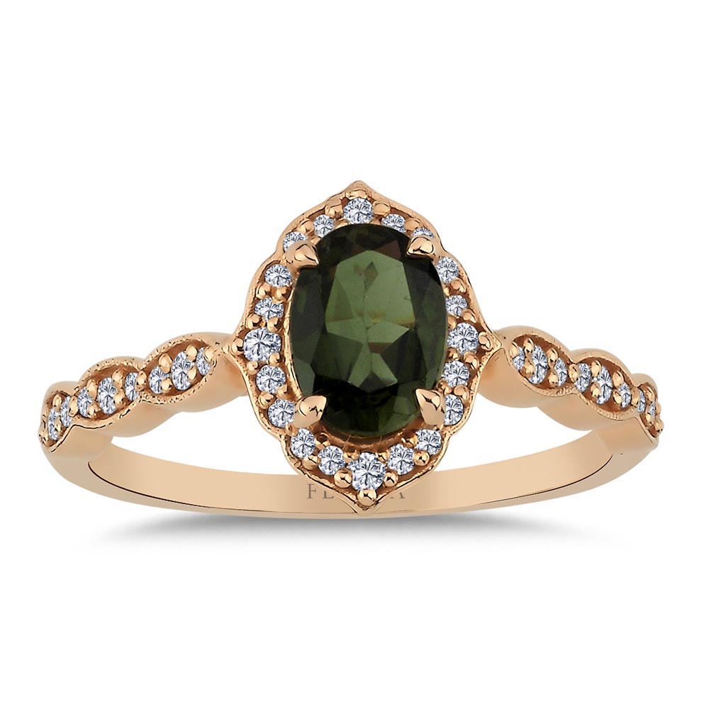 0,75 Karat Pırlantalı Vintage Turmalin Yüzük - LP02785