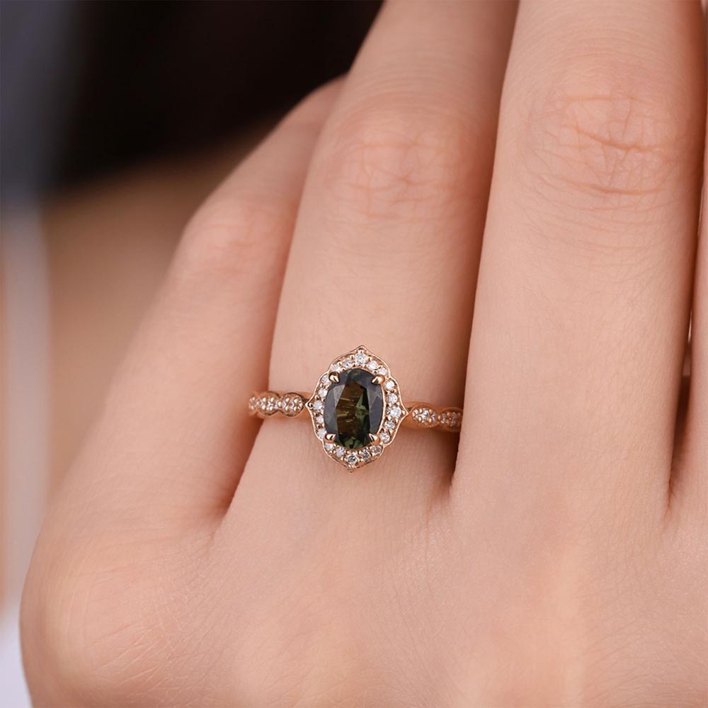 0,75 Karat Pırlantalı Vintage Turmalin Yüzük - LP02785