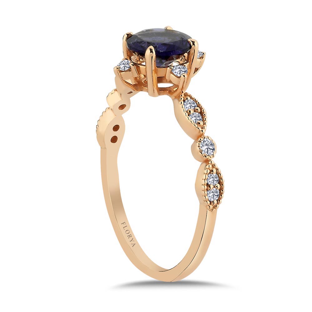 0,77 Karat Pırlantalı Vintage İolite Yüzük - LP02776