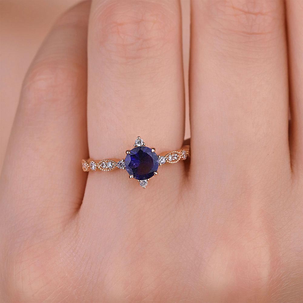 0,77 Karat Pırlantalı Vintage İolite Yüzük - LP02776