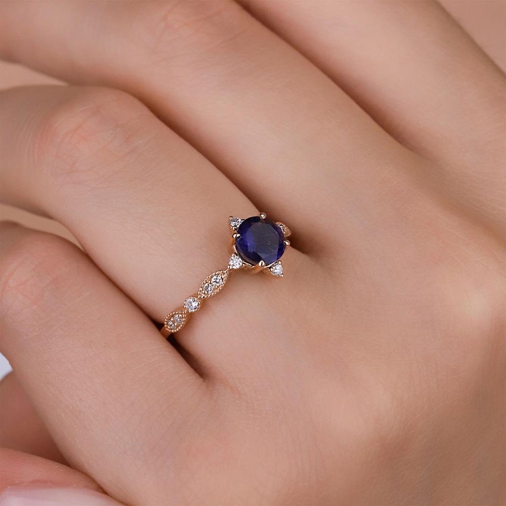 0,77 Karat Pırlantalı Vintage İolite Yüzük - LP02776