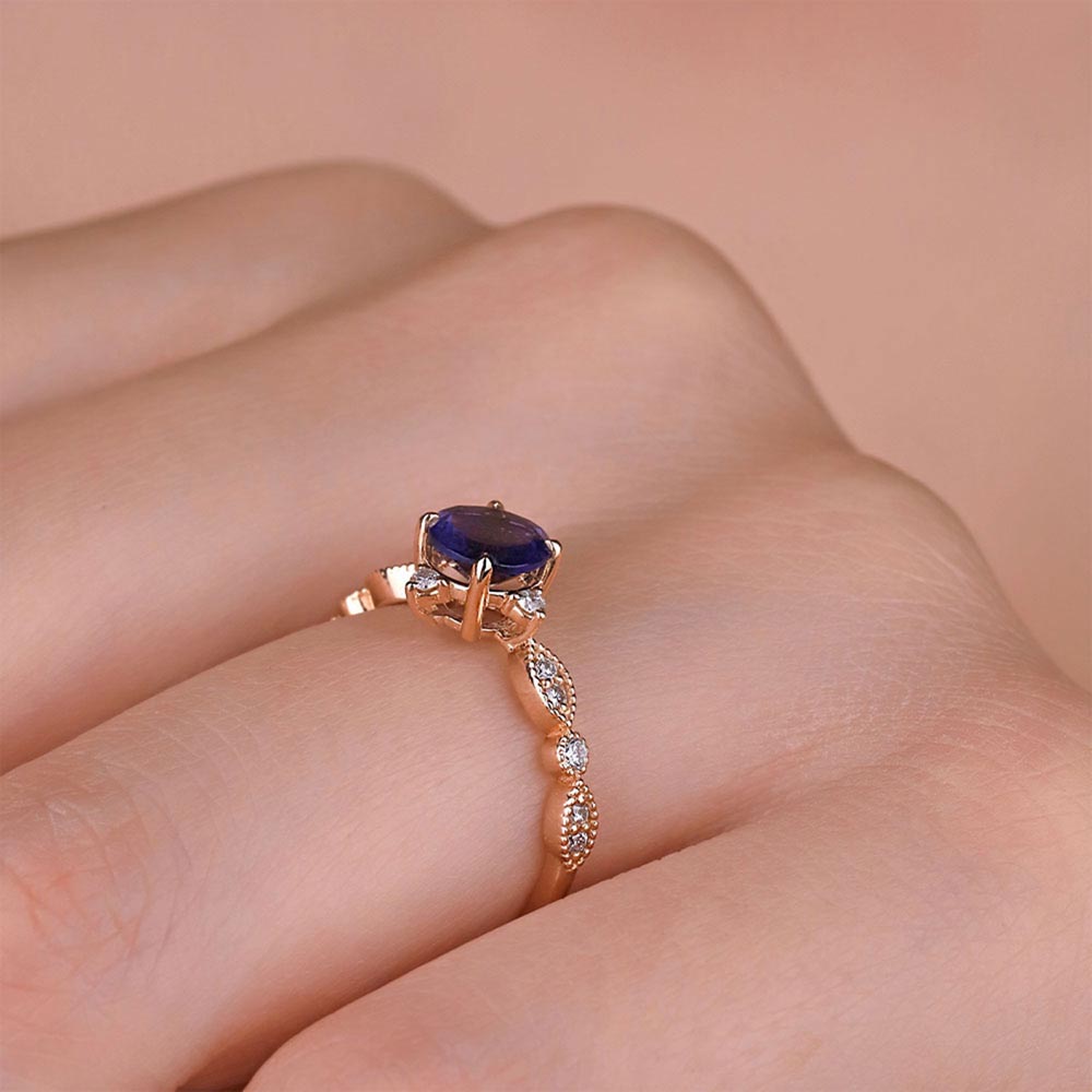 0,77 Karat Pırlantalı Vintage İolite Yüzük - LP02776