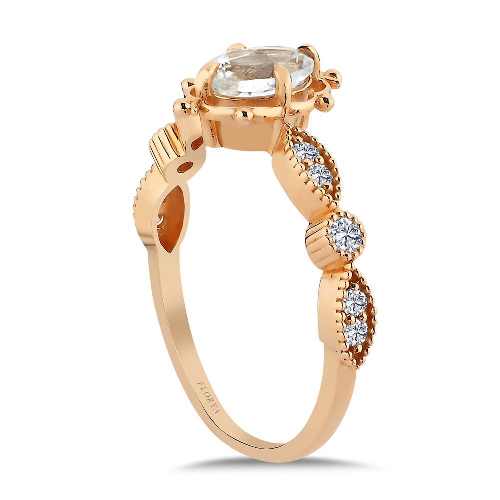 Pırlanta Yüzükler 0,79 Karat Pırlantalı Vintage Beyaz Topaz Yüzük