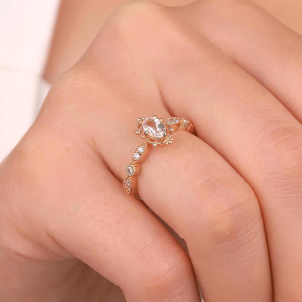 Pırlanta Yüzükler 0,79 Karat Pırlantalı Vintage Beyaz Topaz Yüzük
