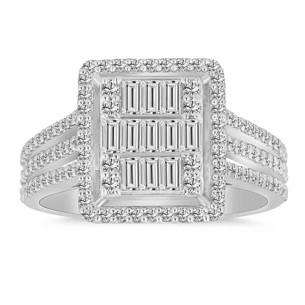 0,83 ct Özel Tasarım Üç Kollu Pırlanta Mega baget Yüzük - LP02564