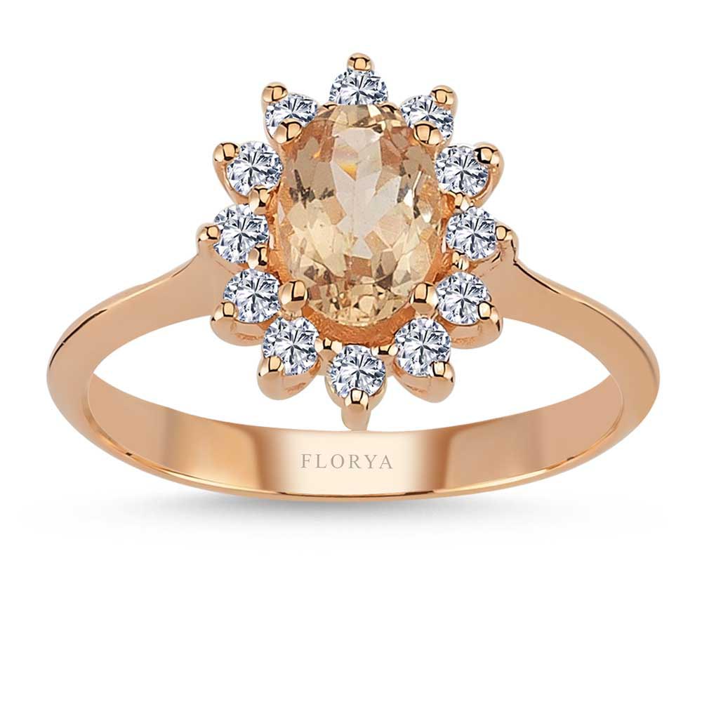 0,86 Karat Vintage Morganite & Pırlanta Altın Yüzük - LP02812