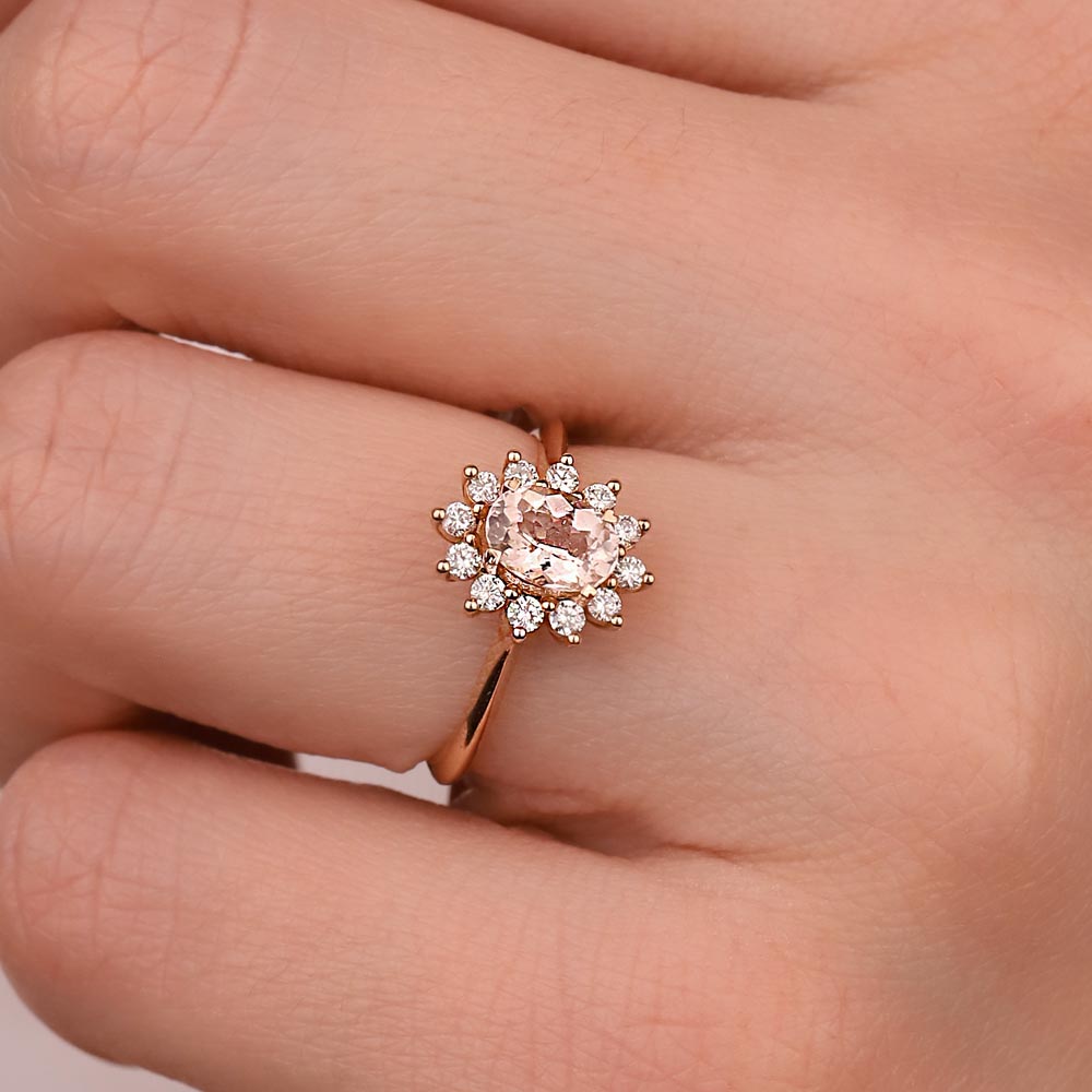 0,86 Karat Vintage Morganite & Pırlanta Altın Yüzük - LP02812