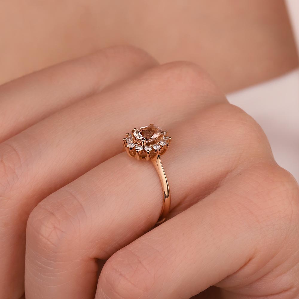 0,86 Karat Vintage Morganite & Pırlanta Altın Yüzük - LP02812