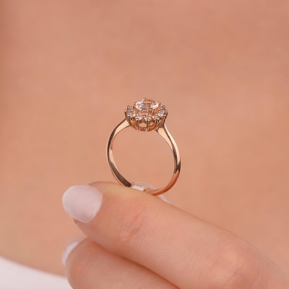 0,86 Karat Vintage Morganite & Pırlanta Altın Yüzük - LP02812