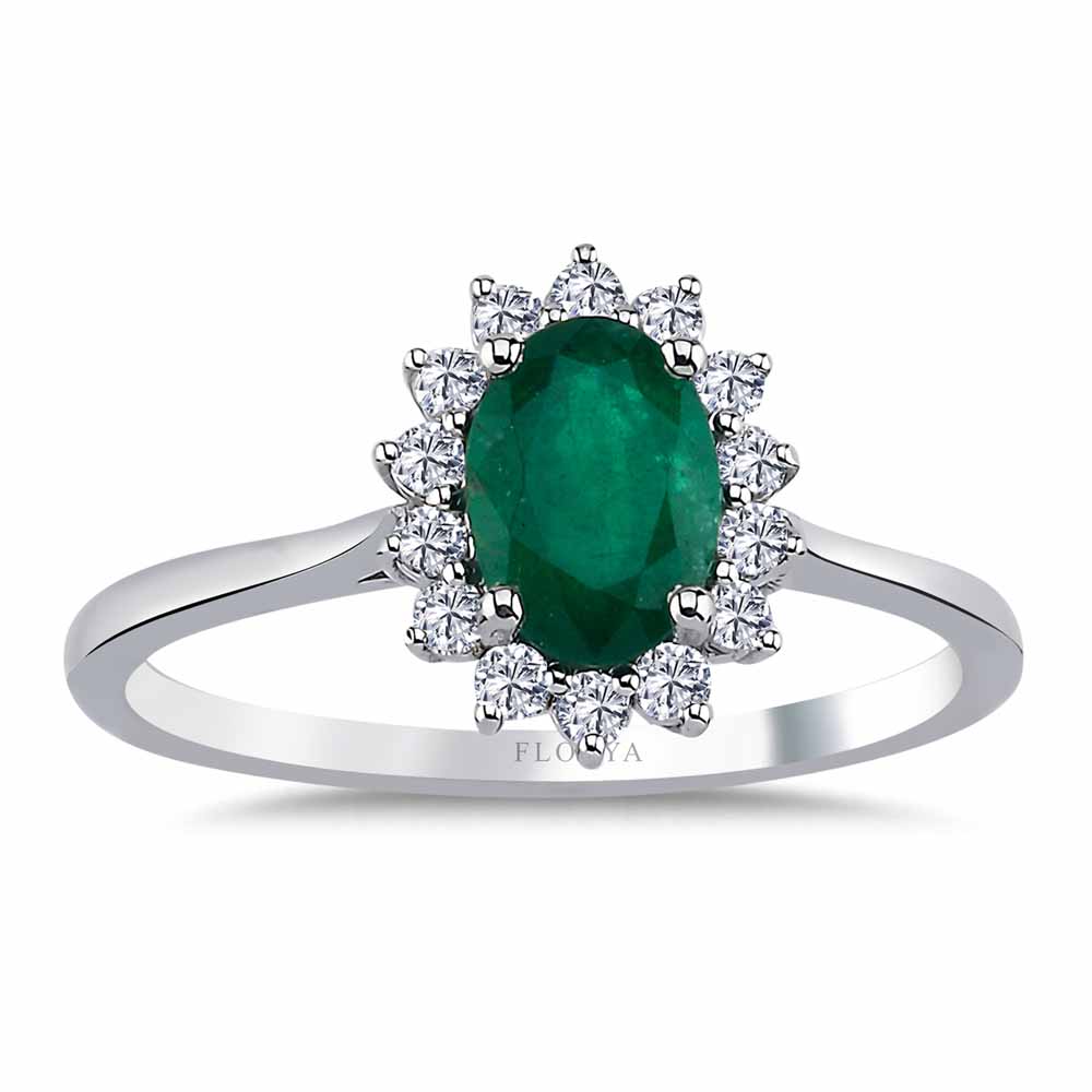 0,88 Karat Pırlantalı Zümrüt Taşlı Yüzük - LP03366