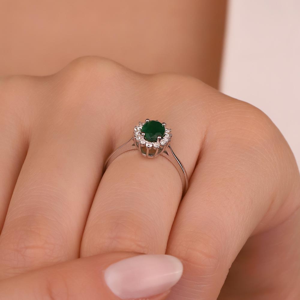 0,88 Karat Pırlantalı Zümrüt Taşlı Yüzük - LP03366