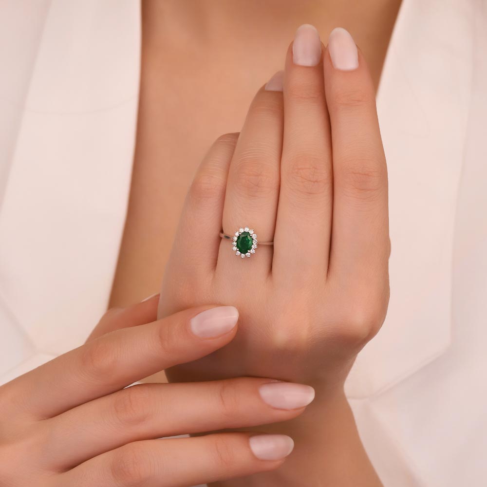 0,88 Karat Pırlantalı Zümrüt Taşlı Yüzük - LP03366