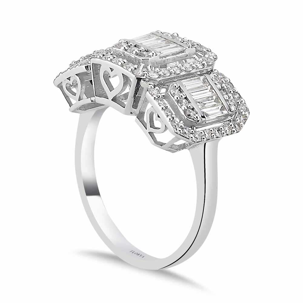 0,98 Karat Pırlanta Özel Tasarım Tria Baget Yüzük - LP05556