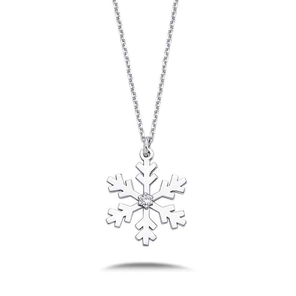 0.01 Karat Pırlantalı Kar Tanesi Hediyelik Kolye  - FP06630