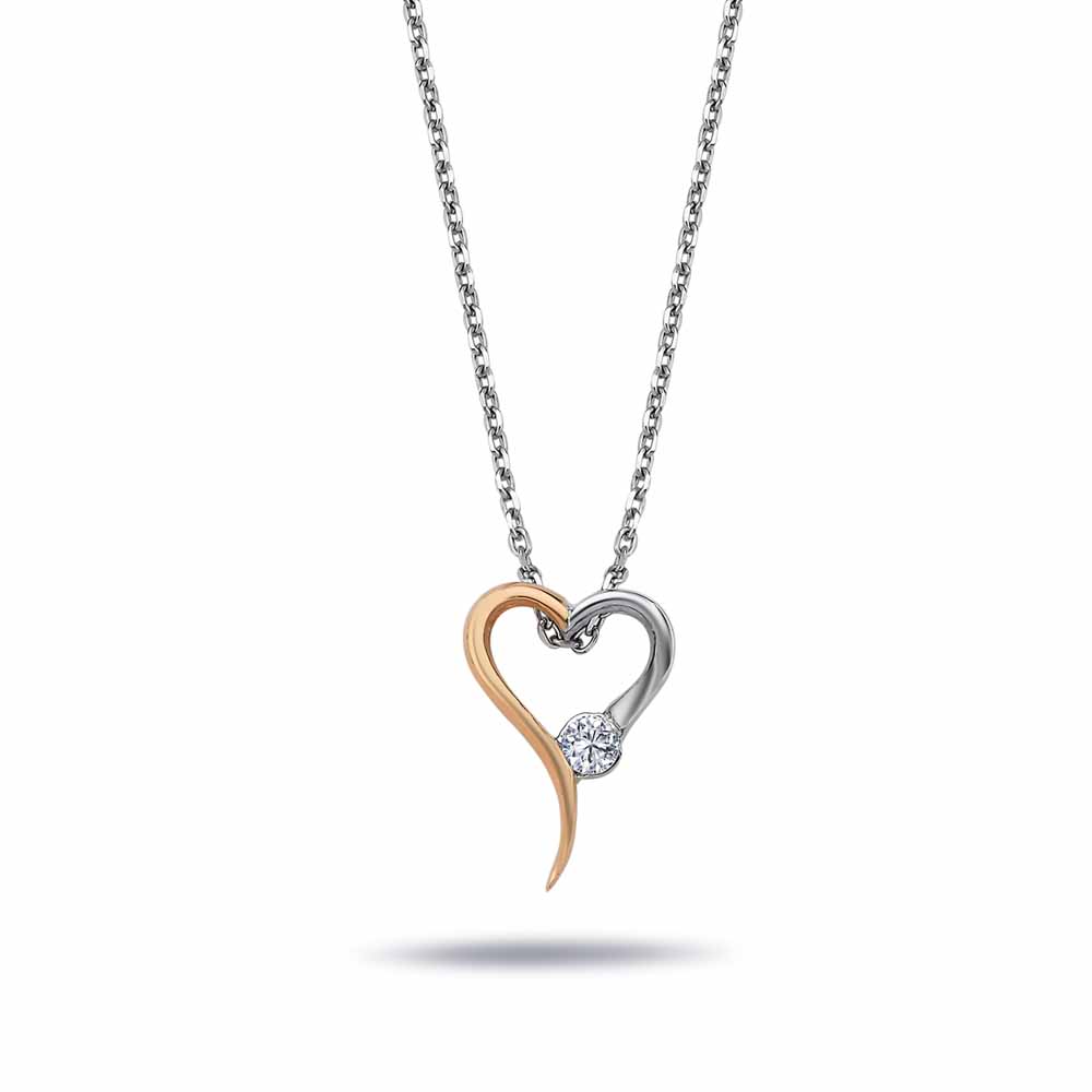 0,02 Karat Pırlanta Taşlı Kalp Şans Kolye - LP03628