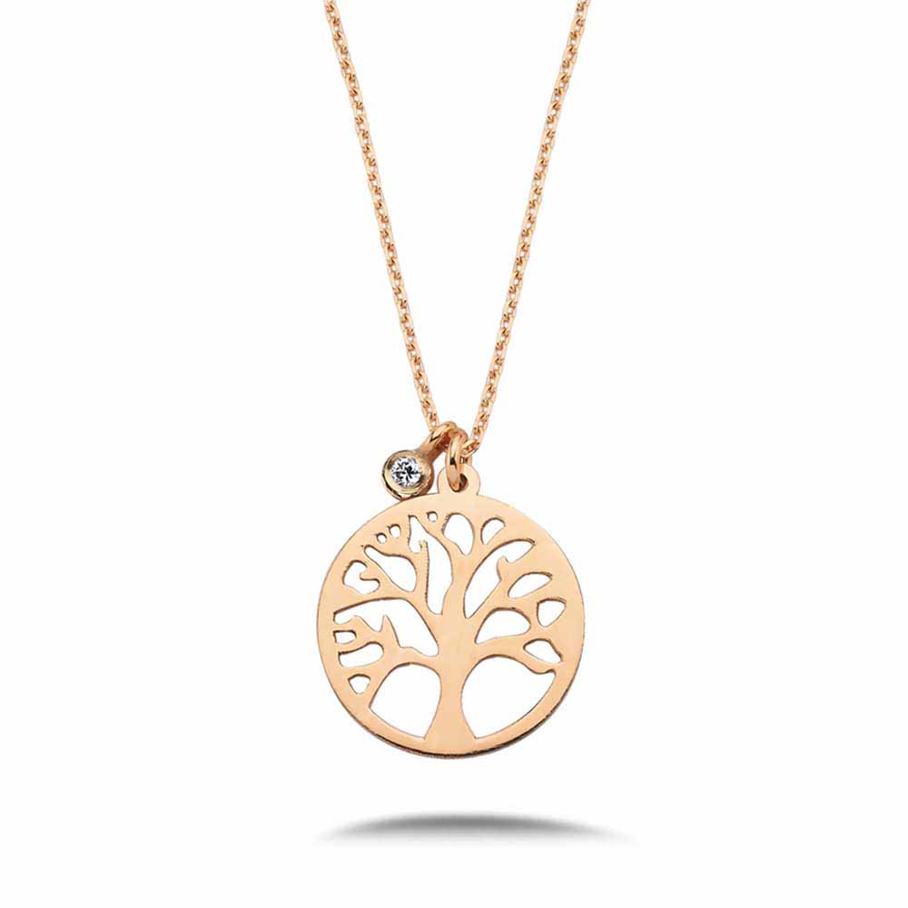 0.02 Karat Pırlantalı Hayat Ağacı Hediyelik Kolye - FP06622