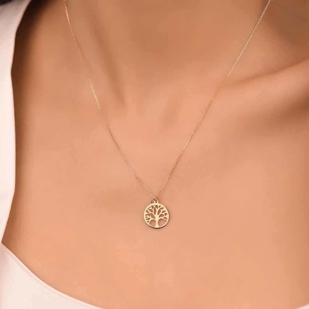 0.02 Karat Pırlantalı Hayat Ağacı Hediyelik Kolye - FP06622