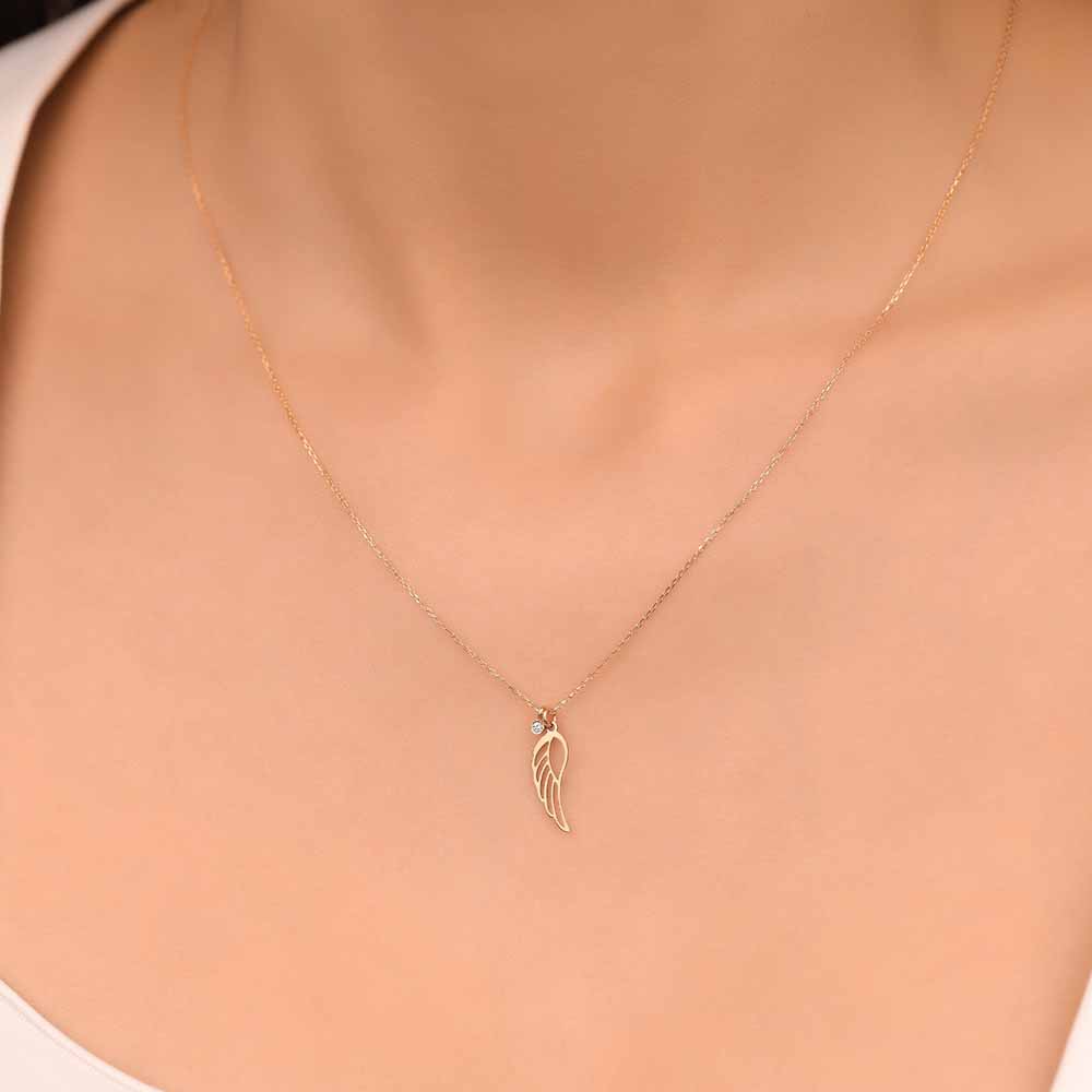 0.02 Karat Pırlantalı Kanat Hediyelik Kolye - FP06624