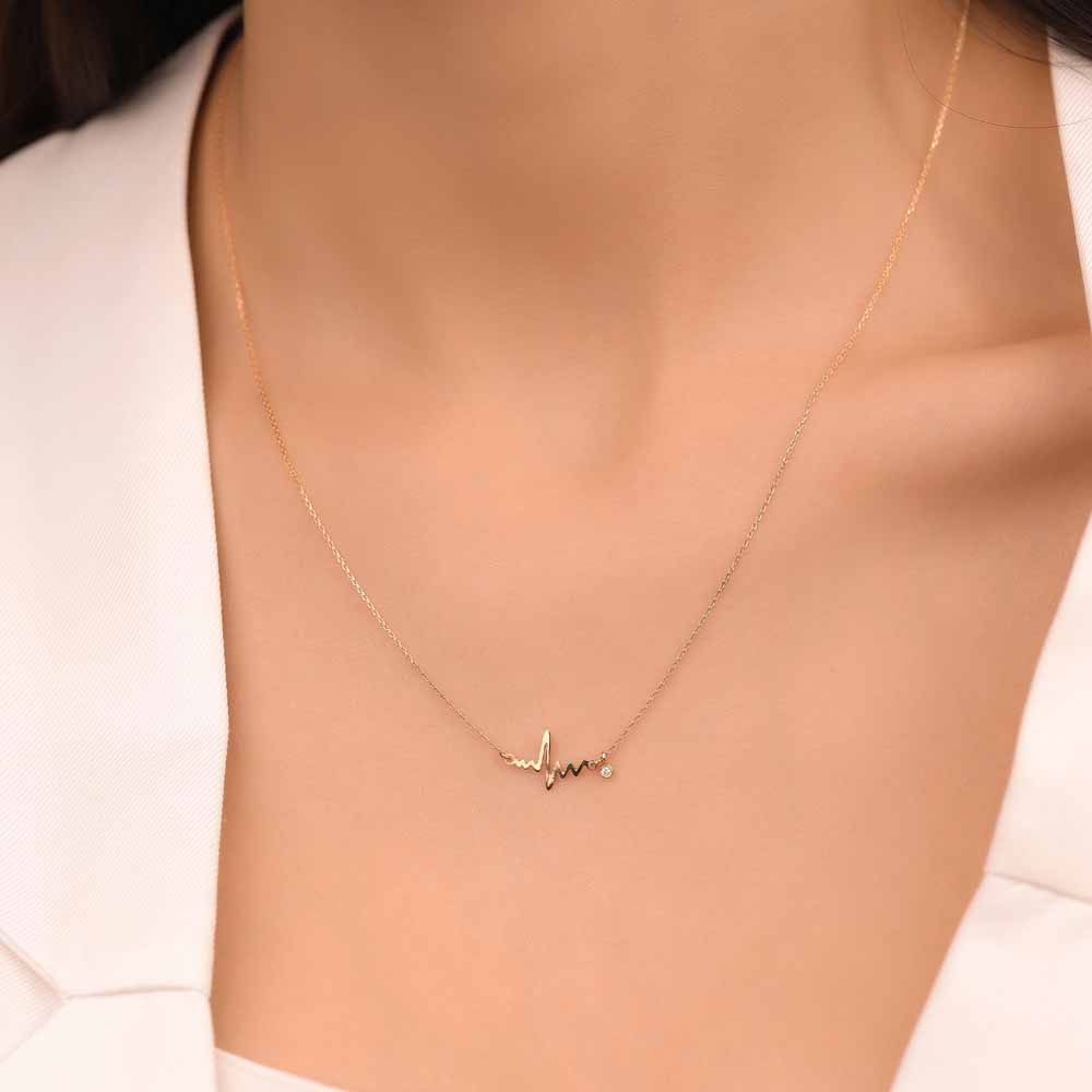 0.02 Karat Pırlantalı Ritim Tasarım Hediyelik Kolye  - FP06623